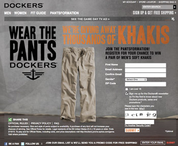 Dockers Super Bowl Ad Website