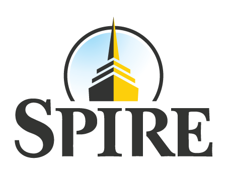 spire, stacked, logo, marketing